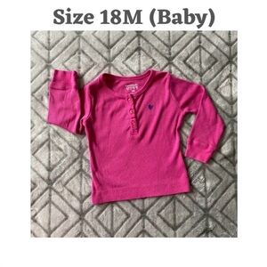 Garanimals Pink Long Sleeve Cotton T-Shirt 18M Embroidered Button Knit Pullover